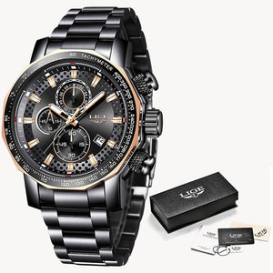 Relogio Masculino LIGE Mens Steel Quartz Waterproof Watch