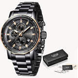 Relogio Masculino LIGE Mens Steel Quartz Waterproof Watch